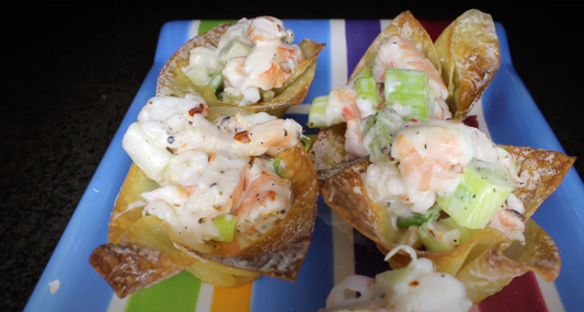 Shrimp Salad in Fillo Shells and Wontons