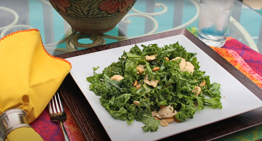 Kale and Chicken Salad with Peanut Vinaigrette